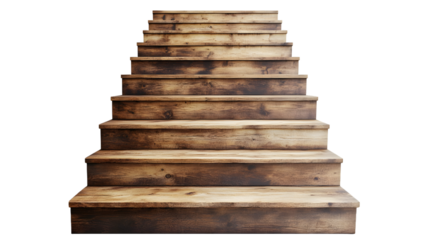 Wooden staircase isolated on transparent background