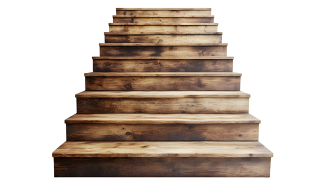 Wooden staircase isolated on transparent background - Powered by Adobe