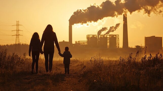 Families advocating for cleaner air community action in urban environments environmental awareness campaign