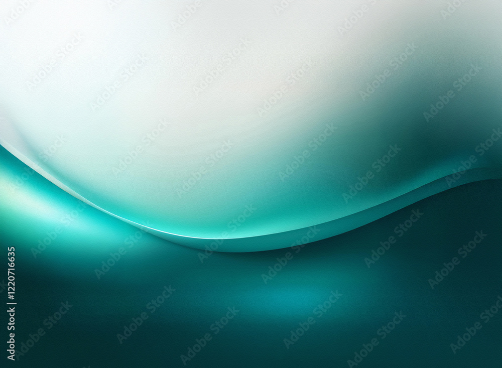 Poster abstract image featuring a grainy, teal wave flowing across a blurred white and dark teal background