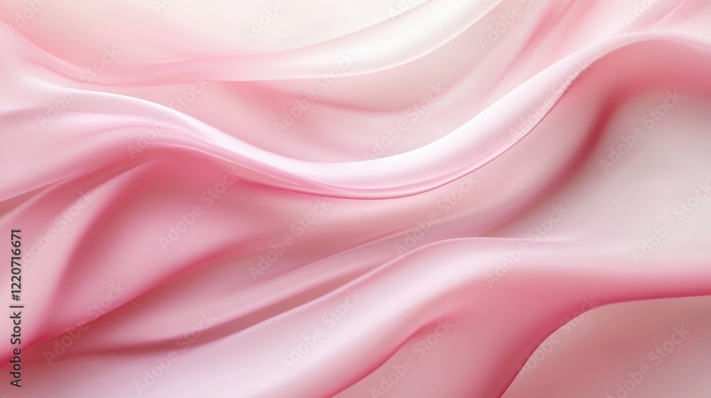 Poster Soft monochromatic pastel pink fabric flowing gently in serene waves, creating a calming visual experience