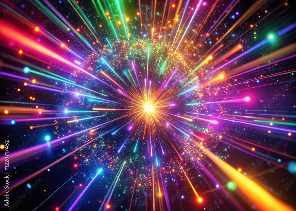 Poster Festive Multicolored Particle VJ Loop: Abstract 3D Animated Background