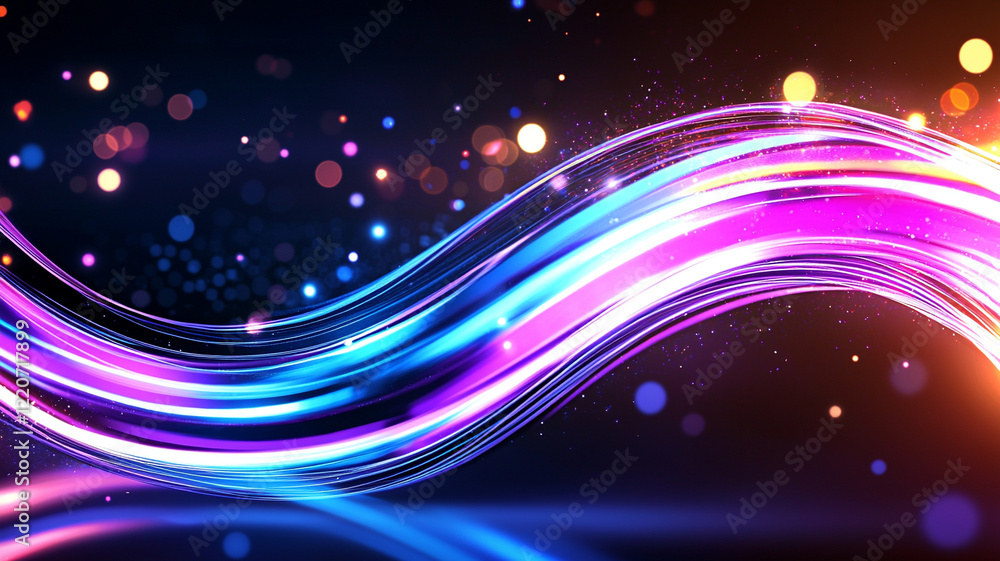 Poster abstract vibrant wave of light and energy dynamic flowing hues with shimmering particles and bokeh l