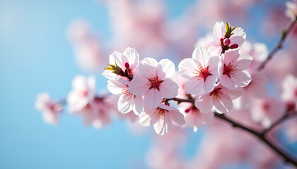 Obraz premium Cherry blossoms in full bloom on sunny day