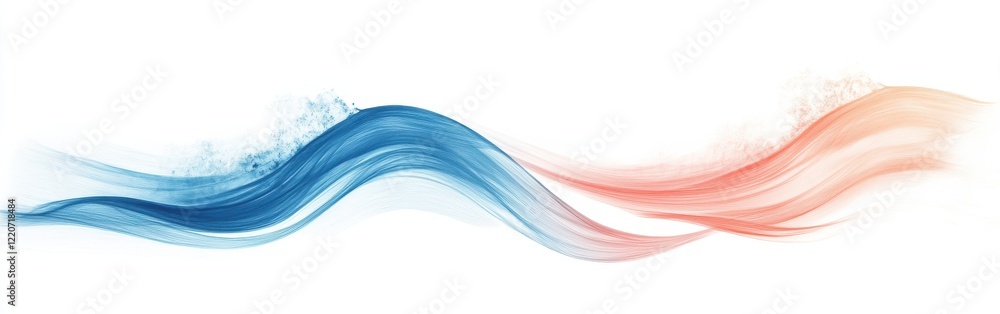Poster elegant pencil stroke silhouette of a wave displays fluid movement in soft hues on a white backgroun