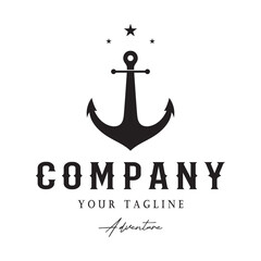 ship anchor logo design with rope vintage, for, boat, marine, yacht, business, emblem, nautica, shipping company