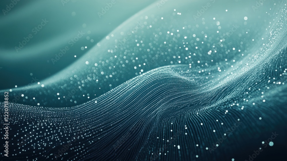 Aufkleber Elegant gradient of pencil strokes in muted teal with subtle shimmer and flowing waves creating a tranquil atmosphere