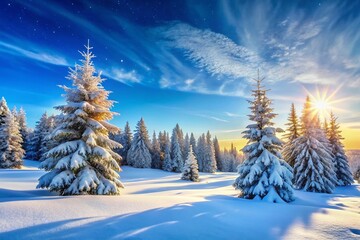 Festive Winter Landscape with Copy Space: Holiday Background for Design