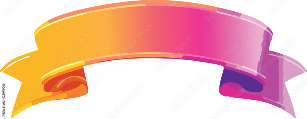 Poster vibrant gradient ribbon banner with flowing folds and customizable text area