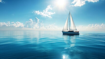 Fototapeta premium A luxury yacht cruising on calm turquoise waters under a sunny sky