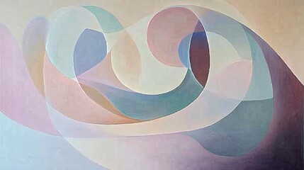 Obraz premium A lyrical abstraction using continuous curving shapes in harmonious pastel shades