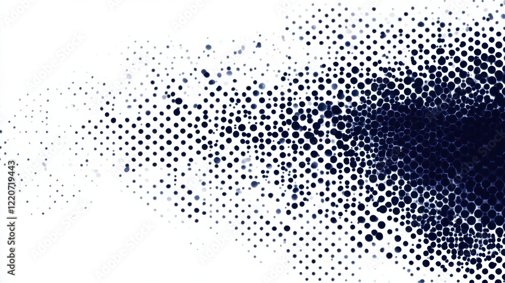 Aufkleber bold halftone dots in varying shades of navy blue create a striking visual effect on a clean white b
