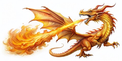 Obraz premium Fiery Dragon Breath: Hand-Drawn Clipart Illustration