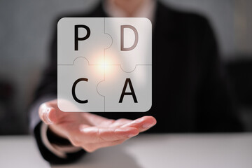 PDCA Plan do check act cycle diagram flow model process management business strategy concept