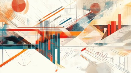 Abstract design illustrating the dynamic interplay of stocks and bonds through vibrant shapes and colors in modern finance