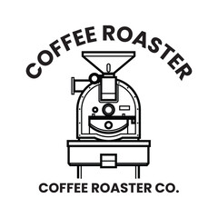 Coffee Roaster Logo Design for Coffee Shop or Roaster Vector Outline, Line Art Illustration Concept
