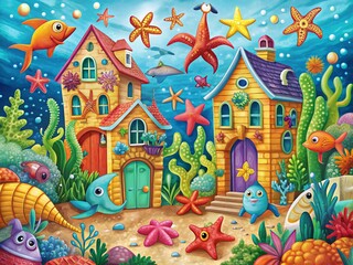 Find the Differences: Seaside Architectural Puzzle with Sea Animals