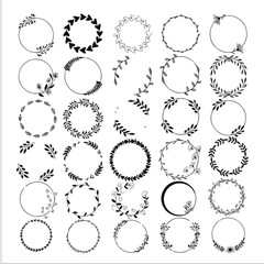 set of flower hand drawn for romantic or vintage design, floral for retro decoration like wedding invitation, kaligraphy lettering