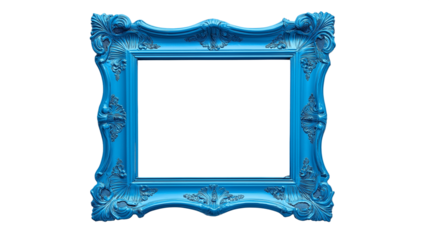 blue picture frame isolated on white , transparent , png 