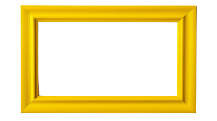 yellow picture frame isolated on white , transparent , png 