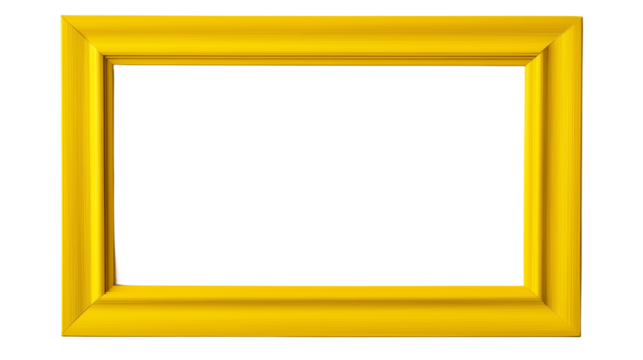 yellow picture frame isolated on white , transparent , png  - Powered by Adobe