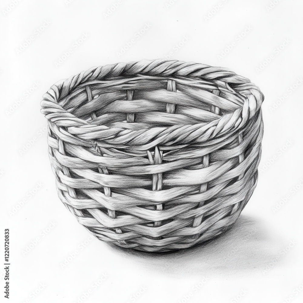 Aufkleber woven basket with intricate texture showcasing craftsmanship and design in a minimalist style