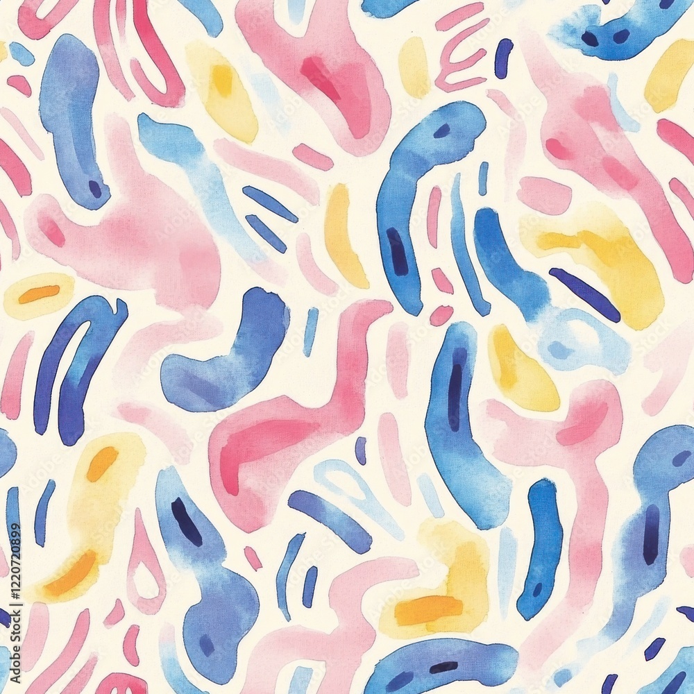 Poster whimsical watercolor doodle patterns showcasing vibrant colors and playful abstract shapes for artis