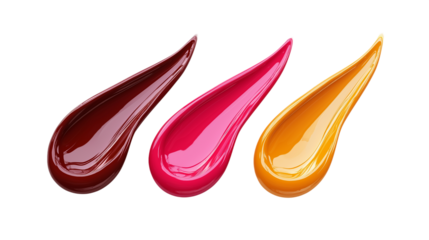 pink , yellow and brown  paint splashes , on white background