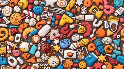 seamless pattern, cartoon style, copy space