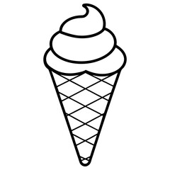 Modern Ice Cream Cone Line Drawing