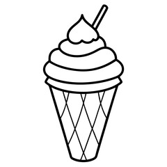 Modern Ice Cream Cone Line Drawing