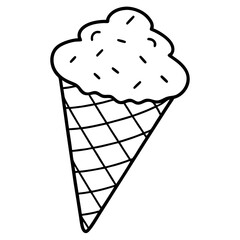 Modern Ice Cream Cone Line Drawing