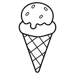 Modern Ice Cream Cone Line Drawing