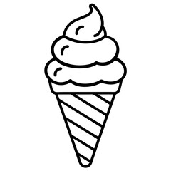 Modern Ice Cream Cone Line Drawing
