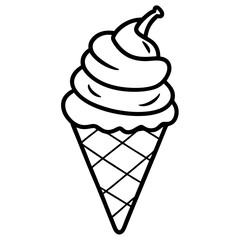 Modern Ice Cream Cone Line Drawing