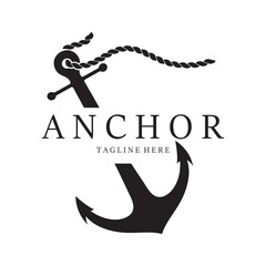 ship anchor logo design with rope vintage, for, boat, marine, yacht, business, emblem, nautica, shipping company