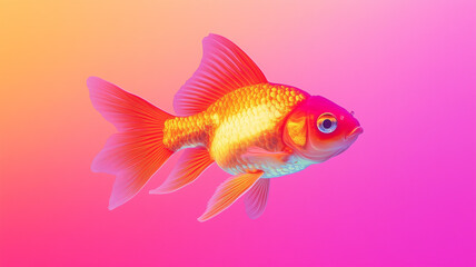 Obraz premium Goldfish digital illustration in realistic photo style. Goldfish concept poster. AI artwork.