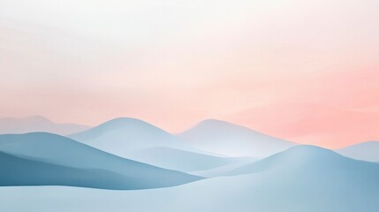 A minimalist abstract landscape using soft gradients to suggest hills and sky in calming pastel hues