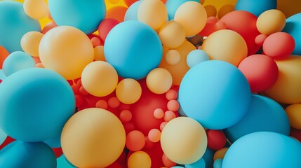 3D rendering of a colorful abstract background with a variety of different sized spheres.