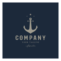 ship anchor logo design with rope vintage, for, boat, marine, yacht, business, emblem, nautica, shipping company