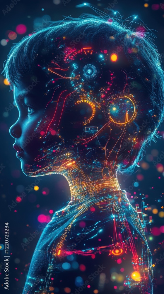 Aufkleber mystical visualization of a child's potential exploring the blend of technology and imagination