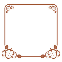 brown line square frame with strawberry