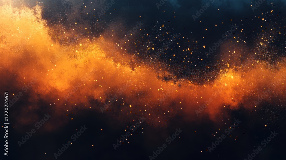 Poster bokeh composition with warm tones and glowing particles creating an ethereal atmosphere at twilight