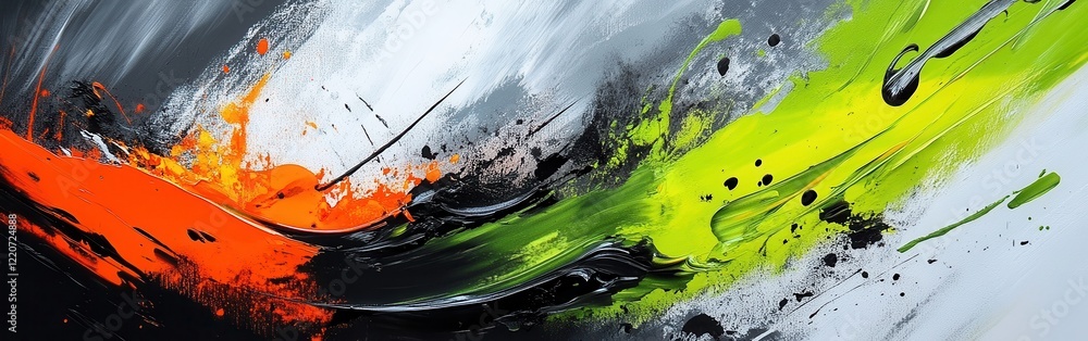 Poster Dramatic abstract composition combining vivid colors with dynamic fluid motion in an eye-catching artwork