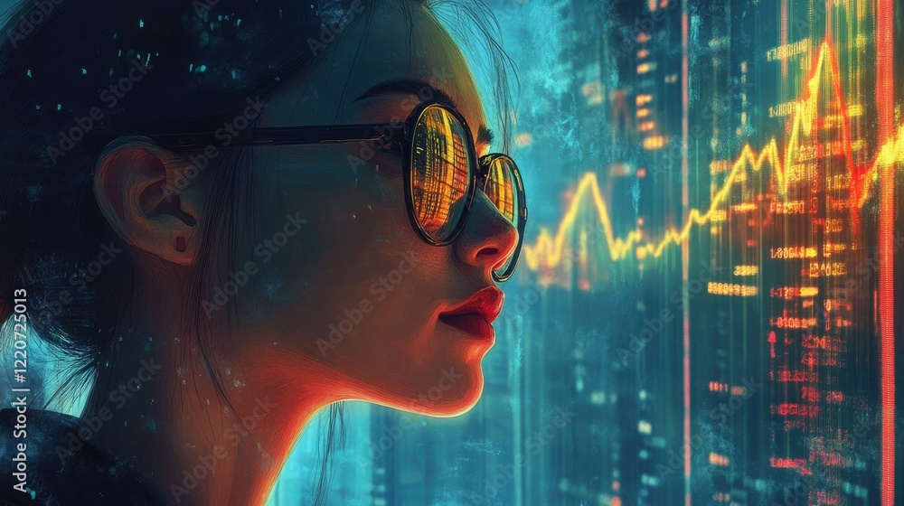 Poster creative blend of personal investment with a modern touch, showcasing data visualization and analysi