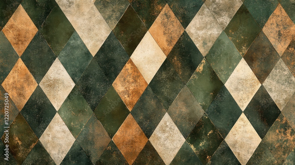 Poster diamond pattern in earthy forest tones creates a harmonious blend of natural colors and textures for