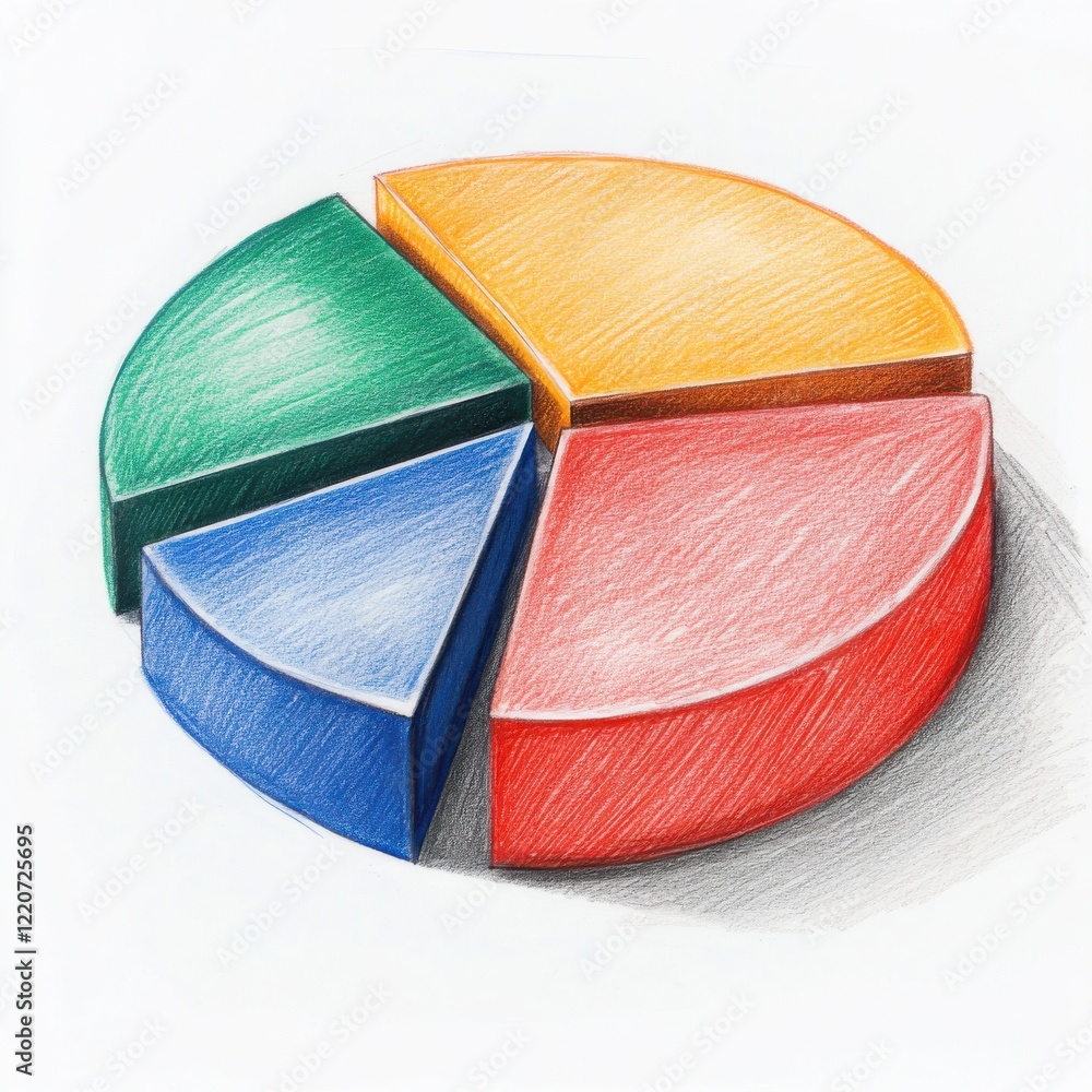 Poster pie chart illustrating data distribution with colorful segments in a simple design