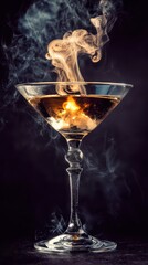 This mesmerizing cocktail, with swirling smoke and vibrant colors, embodies a perfect fusion of artistry and flavor in mixology, captivating both visually and sensorially.
