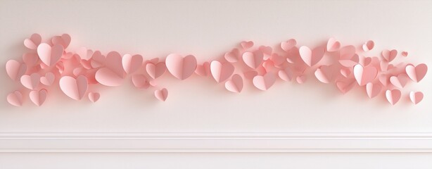 Happy Valentine's Day banner template design with the symbol of hearts paper cut and hanging decoration