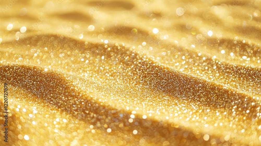 Poster minimalist golden waves with festive sparkles in a shimmering background